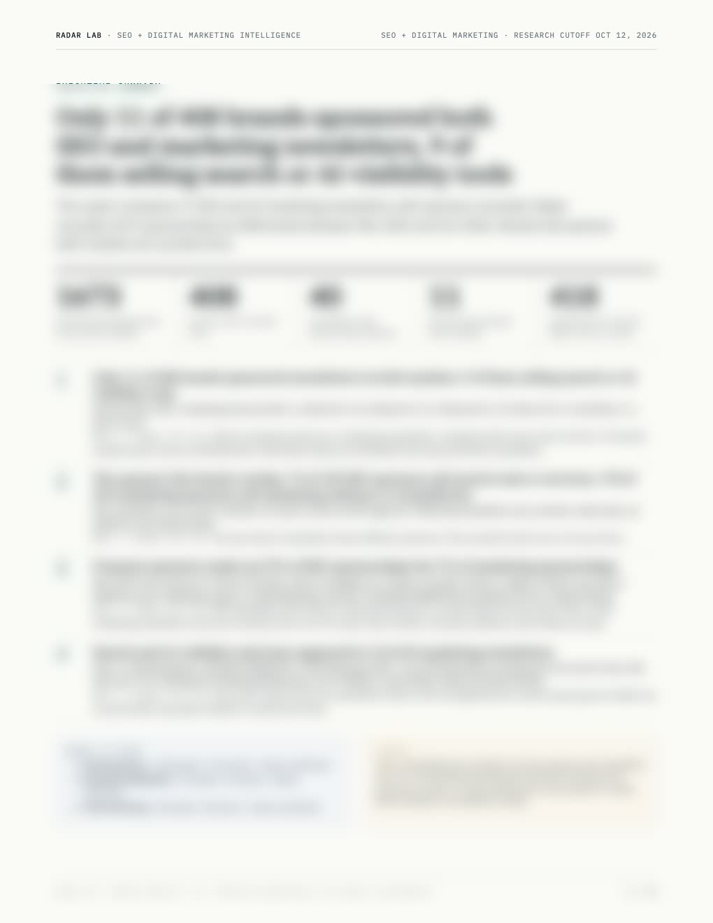 Page 2 of the SEO + Marketing report: a short summary of what we found